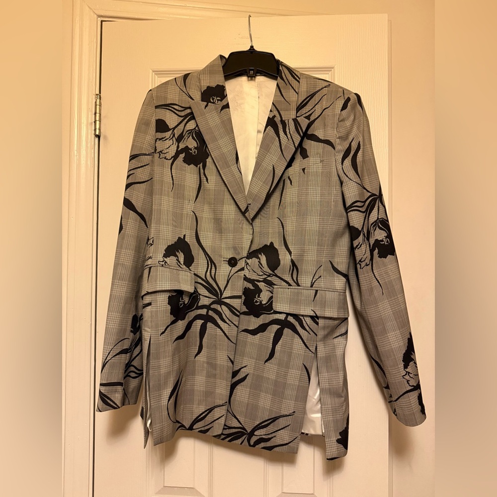 Tiger of Sweden Gray Floral Blazer front with slits